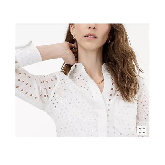 J CREW Classic-fit shirt in eyelet Item AW837 Size 8 - Picture 1 of 11